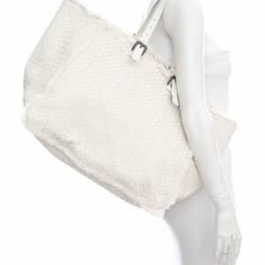 Bottega Veneta White Intrecciato Fringe Tote