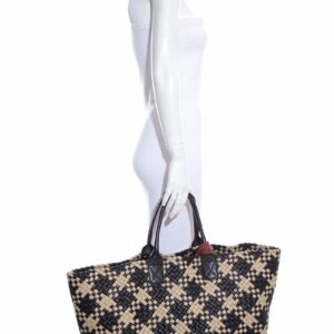 Bottega Veneta Navy & Cream Large "Piede De Poule" Large Cabat Intrecciato Tote