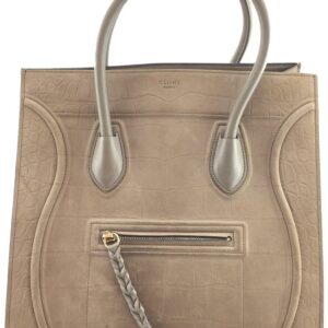 Céline Cabas Phantom Tote Greyish Brown Embossed Leather Satchel