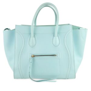 Céline Cabas Phantom Luggage Medium Azure Blue Calfskin Leather Tote