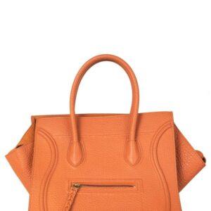 Céline Cabas Phantom Luggage Medium Tote Orange Calfskin Leather Shoulder Bag