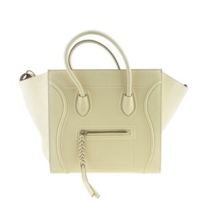 Céline Cabas Phantom Medium Butter Drummed Calfskin White Leather Tote