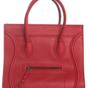 Céline Cabas Phantom Medium Handle Red Leather Tote