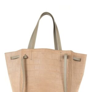 Céline Cabas Phantom Stamped Taupe Leather Tote