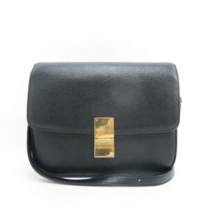 Céline Classic Box Medium Black Calfskin Leather Shoulder Bag