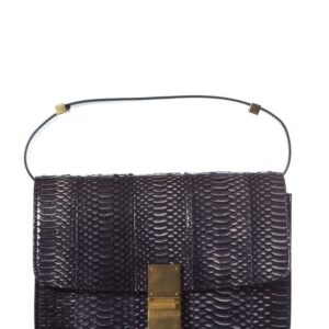Céline Classic Box Medium Phoebe Philo Collection Navy Python Skin Leather Shoulder Bag