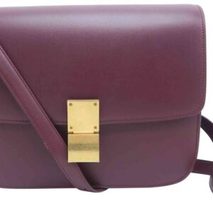 Céline Classic Box Medium Winered Calfskin Leather Shoulder Bag