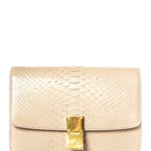 Céline Classic Box Tan Beige Python Skin Leather Cross Body Bag