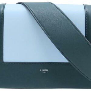 Céline Frame Evening Darkgreen&lightblue Calfskin Leather Shoulder Bag