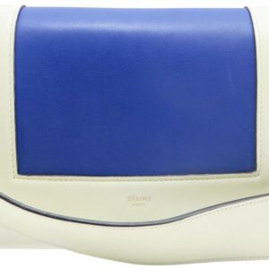 Céline Frame Evening White&blue Calfskin Leather Shoulder Bag