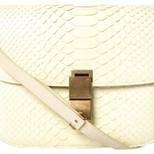 Céline Handle Pale Yellow Python Skin Leather Shoulder Bag
