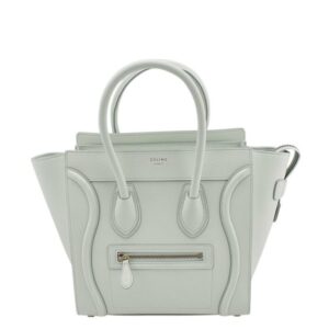 Céline Jade Drummed Calfskin Blue Leather Tote