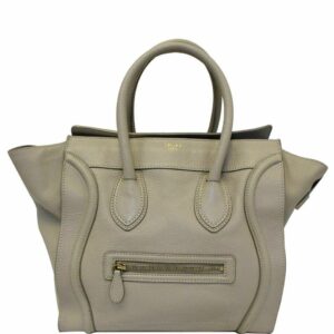 Céline Bag Luggage Drummed Calfskin Leather Mini Dune Tote