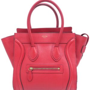 Céline Luggage Micro Red Calfskin Leather Tote