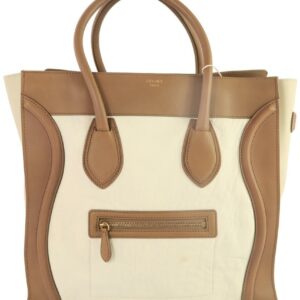 Céline Luggage Mini Bisque Calfskin Leather Tote
