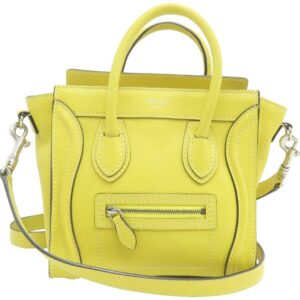Céline Luggage Nano Yellow Calfskin Leather Satchel