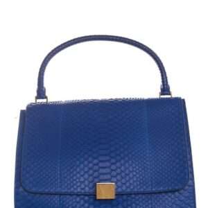 Céline Luggage Phantom Trapeze Royal Python Handle Blue Snakeskin Leather Tote
