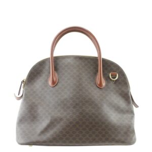 Céline Macadam Dome Monogram Brown Coated Canvas Satchel