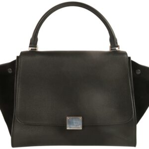 Céline Trapeze Medium Leather Black Calfskin Satchel