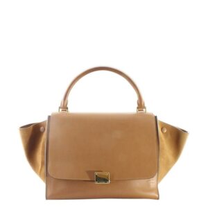 Céline Trapeze Medium Suede Tan Leather Satchel