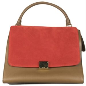 Céline Trapeze Vermillion Tri-color Brown Suede Leather Shoulder Bag