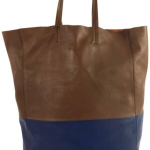 Céline Vertical Cabas Bicolor Calfskin Leather Tote