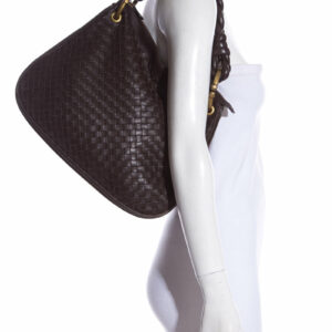 Bottega Veneta Brown Braided Triple Chain Hobo