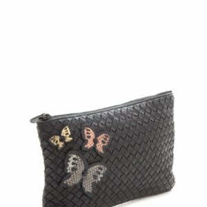 Bottega Veneta Black Intreccatio Butterfly Patch Pouch