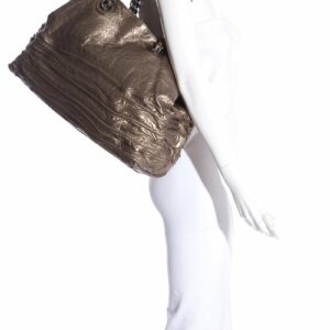 Bottega Veneta Metallic Gold Leather Corded Wave Tote Bag