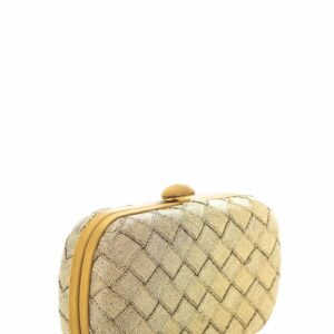 Bottega Veneta Brass Intrecciato Satin Clutch